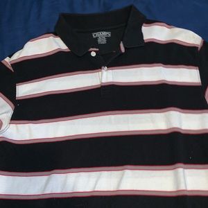 Mens collar shirt xl black with white/red stripe